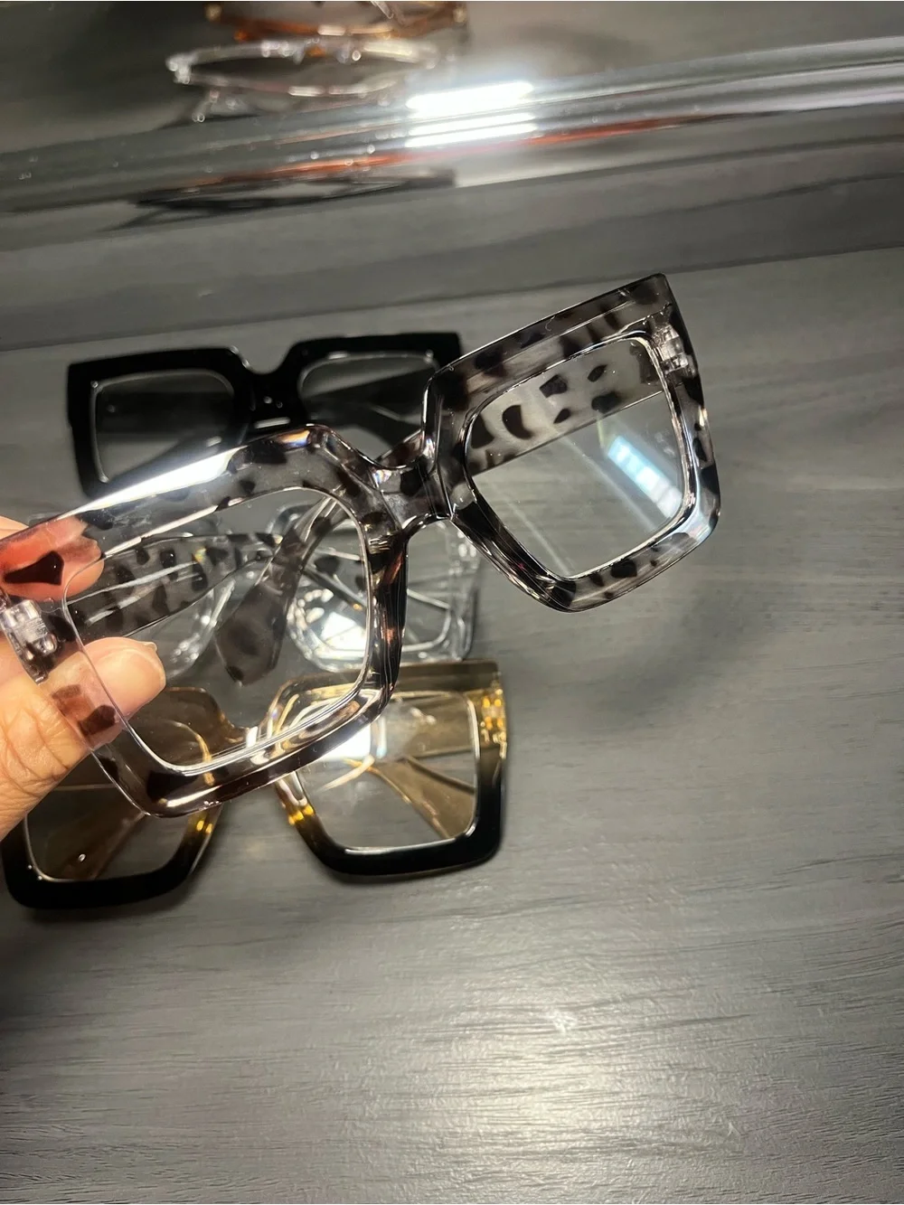 Classic Square Fashion Sunglasses - Black, Clear, Amber, Tortoiseshell